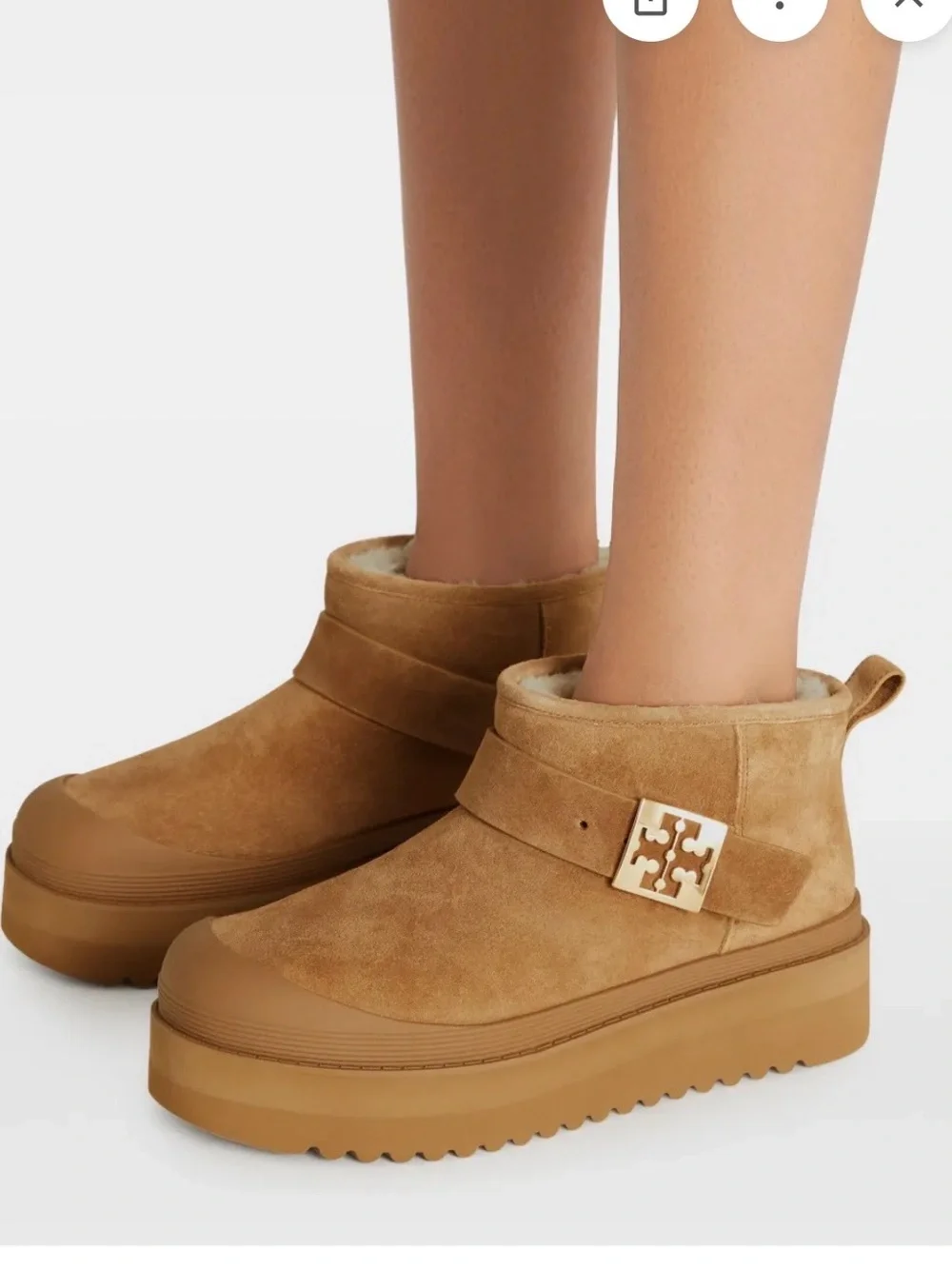 Tori Burch Mellow Shearling Platform ankle boots